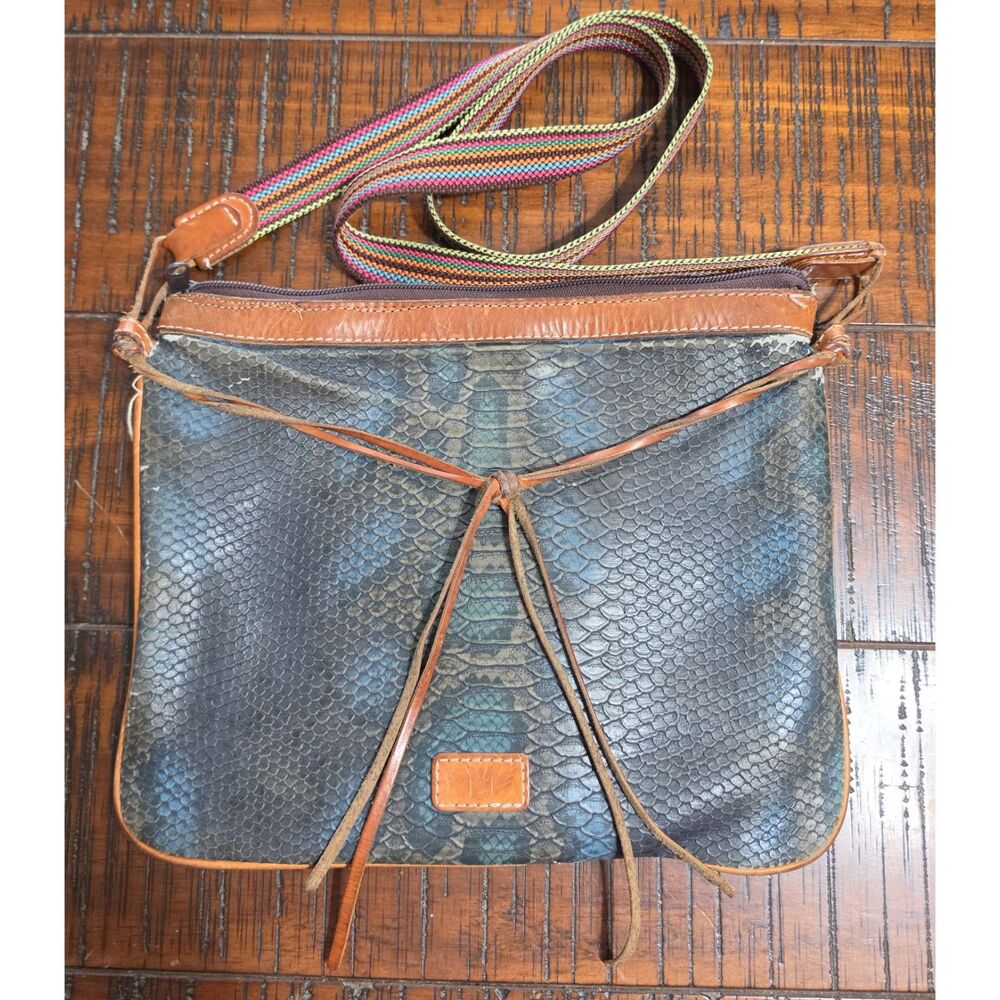 Consuela "Thunderbird" Blue Snakeskin Embossed Downtown Crossbody Bag
